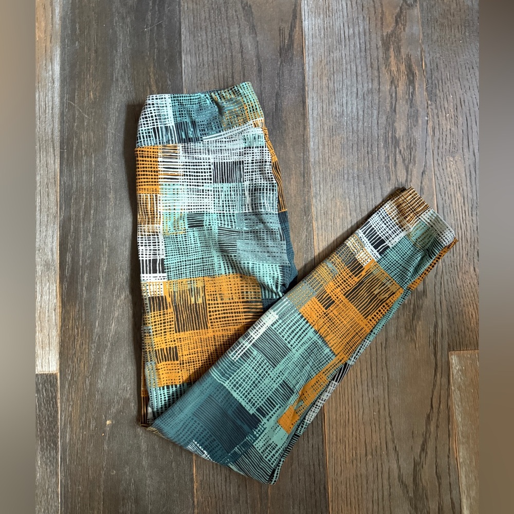 LuLaRoe Geometric Patterned Leggings - Teal, Mustard, White